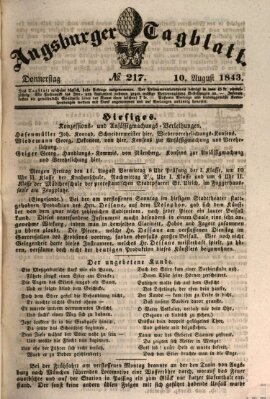 Augsburger Tagblatt Donnerstag 10. August 1843