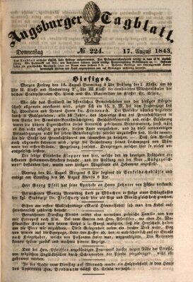 Augsburger Tagblatt Donnerstag 17. August 1843