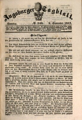 Augsburger Tagblatt Samstag 2. September 1843