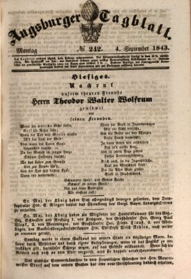 Augsburger Tagblatt Montag 4. September 1843