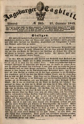 Augsburger Tagblatt Mittwoch 27. September 1843