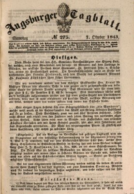 Augsburger Tagblatt Samstag 7. Oktober 1843