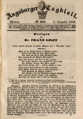 Augsburger Tagblatt Mittwoch 1. November 1843