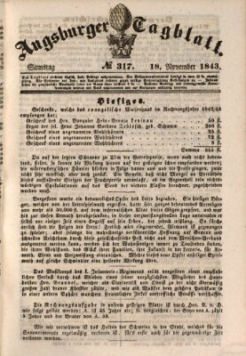 Augsburger Tagblatt Samstag 18. November 1843