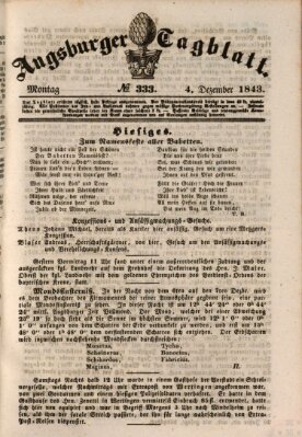 Augsburger Tagblatt Montag 4. Dezember 1843