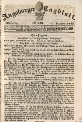 Augsburger Tagblatt Donnerstag 14. Dezember 1843