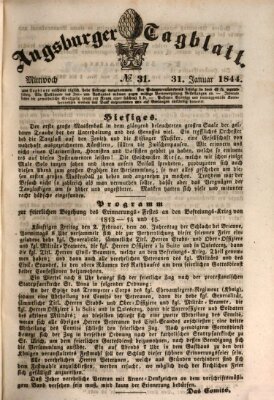 Augsburger Tagblatt Mittwoch 31. Januar 1844