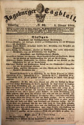 Augsburger Tagblatt Donnerstag 1. Februar 1844