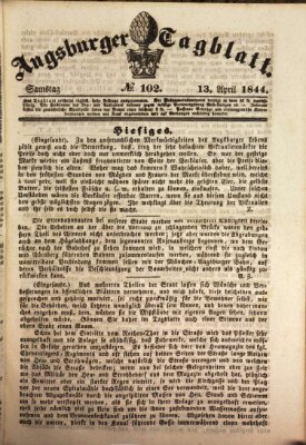 Augsburger Tagblatt Samstag 13. April 1844