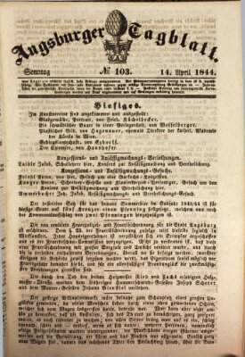 Augsburger Tagblatt Sonntag 14. April 1844