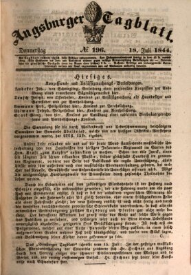 Augsburger Tagblatt Donnerstag 18. Juli 1844