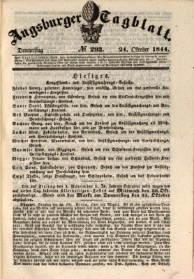 Augsburger Tagblatt Donnerstag 24. Oktober 1844