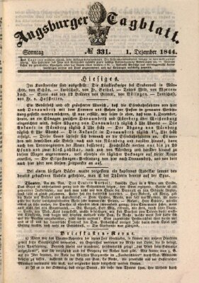 Augsburger Tagblatt Sonntag 1. Dezember 1844