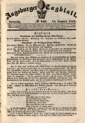 Augsburger Tagblatt Donnerstag 19. Dezember 1844