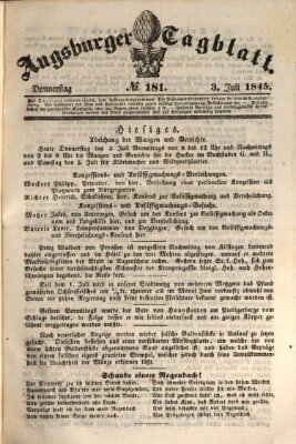 Augsburger Tagblatt Donnerstag 3. Juli 1845