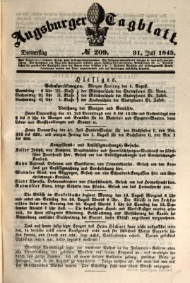 Augsburger Tagblatt Donnerstag 31. Juli 1845