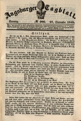 Augsburger Tagblatt Samstag 27. September 1845