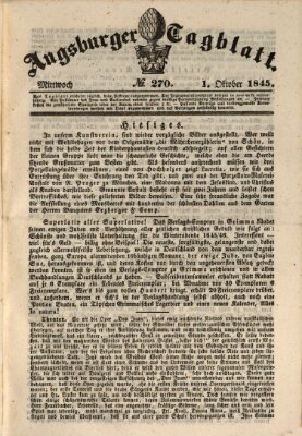 Augsburger Tagblatt Mittwoch 1. Oktober 1845