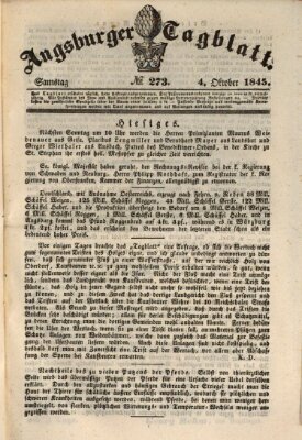 Augsburger Tagblatt Samstag 4. Oktober 1845