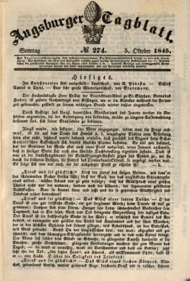 Augsburger Tagblatt Sonntag 5. Oktober 1845