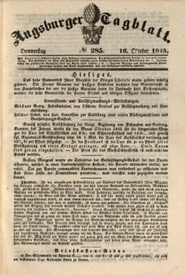Augsburger Tagblatt Donnerstag 16. Oktober 1845