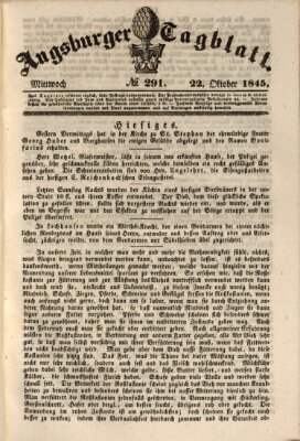 Augsburger Tagblatt Mittwoch 22. Oktober 1845