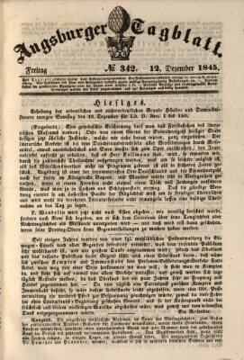 Augsburger Tagblatt Freitag 12. Dezember 1845