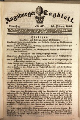 Augsburger Tagblatt Donnerstag 26. Februar 1846