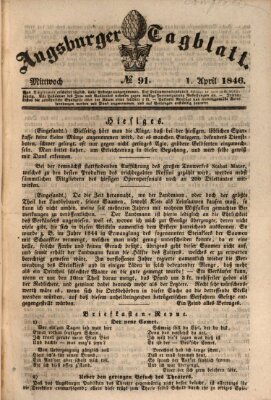 Augsburger Tagblatt Mittwoch 1. April 1846