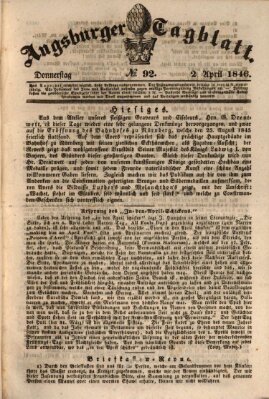 Augsburger Tagblatt Donnerstag 2. April 1846