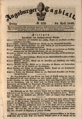 Augsburger Tagblatt Freitag 24. April 1846