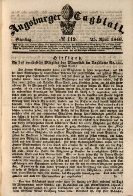 Augsburger Tagblatt Samstag 25. April 1846