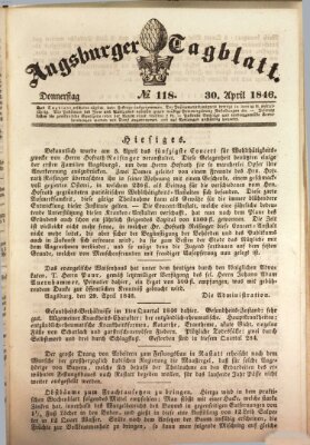 Augsburger Tagblatt Donnerstag 30. April 1846