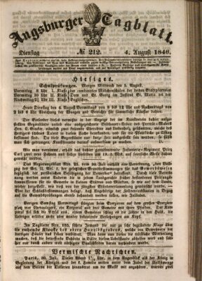 Augsburger Tagblatt Dienstag 4. August 1846