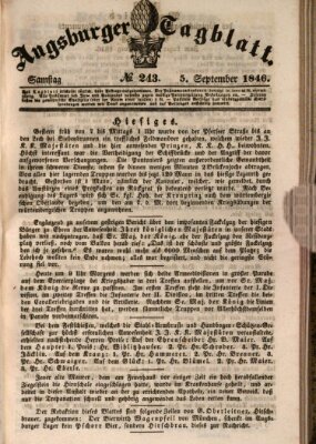 Augsburger Tagblatt Donnerstag 3. September 1846