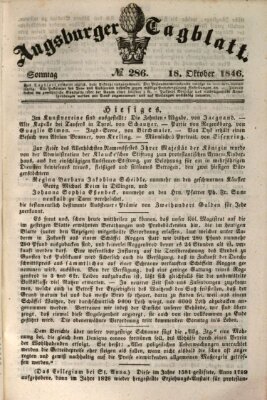 Augsburger Tagblatt Sonntag 18. Oktober 1846