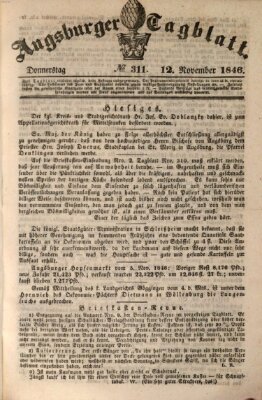 Augsburger Tagblatt Donnerstag 12. November 1846