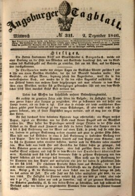 Augsburger Tagblatt Mittwoch 2. Dezember 1846