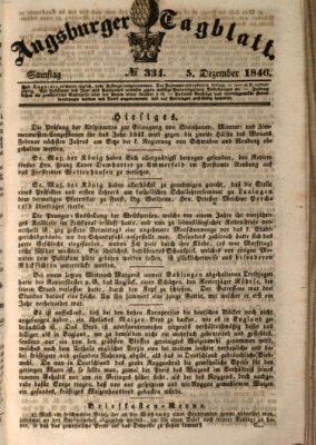 Augsburger Tagblatt Samstag 5. Dezember 1846