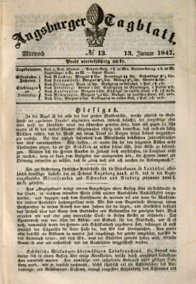 Augsburger Tagblatt Mittwoch 13. Januar 1847