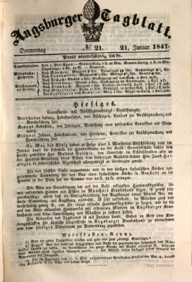 Augsburger Tagblatt Donnerstag 21. Januar 1847