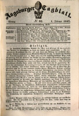 Augsburger Tagblatt Montag 1. Februar 1847