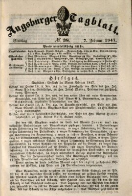 Augsburger Tagblatt Sonntag 7. Februar 1847