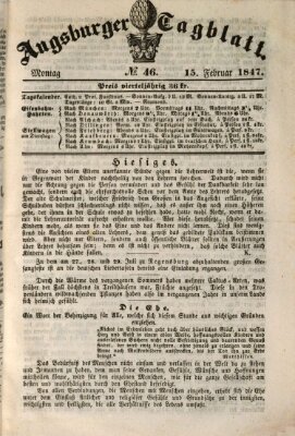 Augsburger Tagblatt Montag 15. Februar 1847