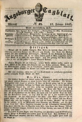 Augsburger Tagblatt Mittwoch 17. Februar 1847