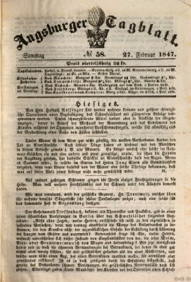 Augsburger Tagblatt Samstag 27. Februar 1847