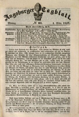 Augsburger Tagblatt Montag 1. März 1847