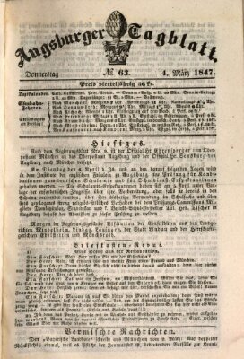 Augsburger Tagblatt Donnerstag 4. März 1847