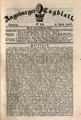 Augsburger Tagblatt Samstag 3. April 1847