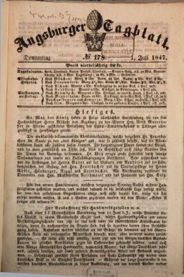 Augsburger Tagblatt Donnerstag 1. Juli 1847